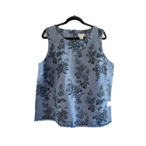 NWT Liz Claiborne Blue Floral Tank Top Size XL